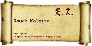 Rauch Koletta névjegykártya